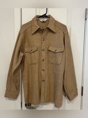 Vtg 60s 70s Woolrich Mackinaw Herringbone Wool Flannel Shirt Jacket Men Tweed XL